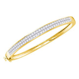 14kt Yellow Gold Womens Princess Diamond Bangle Bracelet 4 Cttw