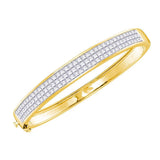 14kt Yellow Gold Womens Princess Diamond Luxury Bangle Bracelet 6 Cttw