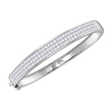 14kt White Gold Womens Princess Diamond Bangle Luxury Bracelet 6 Cttw