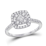 14kt White Gold Princess Diamond Cluster Bridal Wedding Engagement Ring 1/2 Cttw