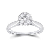 14kt White Gold Womens Round Diamond Cluster Ring 1/2 Cttw