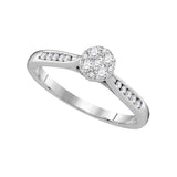 14kt White Gold Womens Round Diamond Cluster Ring 1/4 Cttw