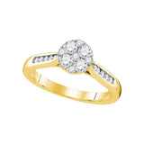 14kt Yellow Gold Round Diamond Cluster Bridal Wedding Engagement Ring 1/2 Cttw