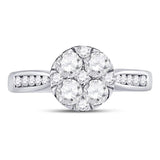 14kt White Gold Womens Round Diamond Cluster Bridal Wedding Engagement Ring 1.00 Cttw