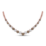 14kt Rose Gold Womens Round Brown Diamond Cluster Necklace 5.00 Cttw