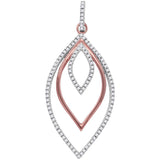 10kt Rose Gold Womens Round Diamond Triple Nested Oval Pendant 1/3 Cttw