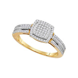 10kt Yellow Gold Round Diamond Square Bridal Wedding Engagement Ring 1/4 Cttw