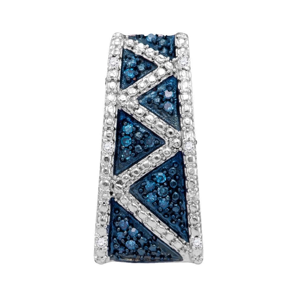 10kt White Gold Womens Round Blue Color Enhanced Diamond Bar Pendant 1/10 Cttw