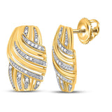 10kt Yellow Gold Womens Round Diamond Fashion Earrings 1/20 Cttw