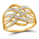 10kt Yellow Gold Womens Round Diamond Woven Fashion Band Ring 1/20 Cttw