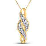 10kt Yellow Gold Womens Round Diamond Vertical Crossover Cluster Pendant 1/20 Cttw