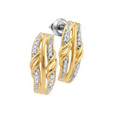 10kt Yellow Gold Womens Round Diamond Vertical Stud Earrings 1/12 Cttw
