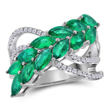 18kt White Gold Womens Marquise Emerald Fashion Ring 2-1/2 Cttw