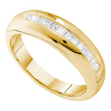 14kt Yellow Gold Mens Princess Diamond Wedding Single Row Band Ring 1/2 Cttw