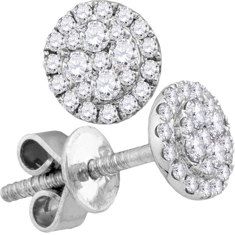 18kt White Gold Womens Round Diamond Convertible Dangle Earrings 3/4 Cttw
