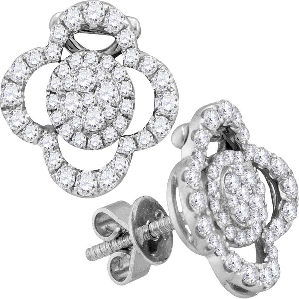18kt White Gold Womens Round Diamond Convertible Dangle Earrings 3/4 Cttw