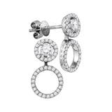 18kt White Gold Womens Round Diamond Convertible Circle Dangle Jacket Earrings 3/4 Cttw