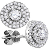 18kt White Gold Womens Round Diamond Convertible Circle Dangle Jacket Earrings 3/4 Cttw