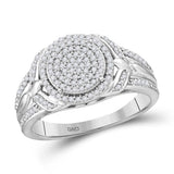 10kt White Gold Womens Round Diamond Circle Cluster Ring 3/8 Cttw