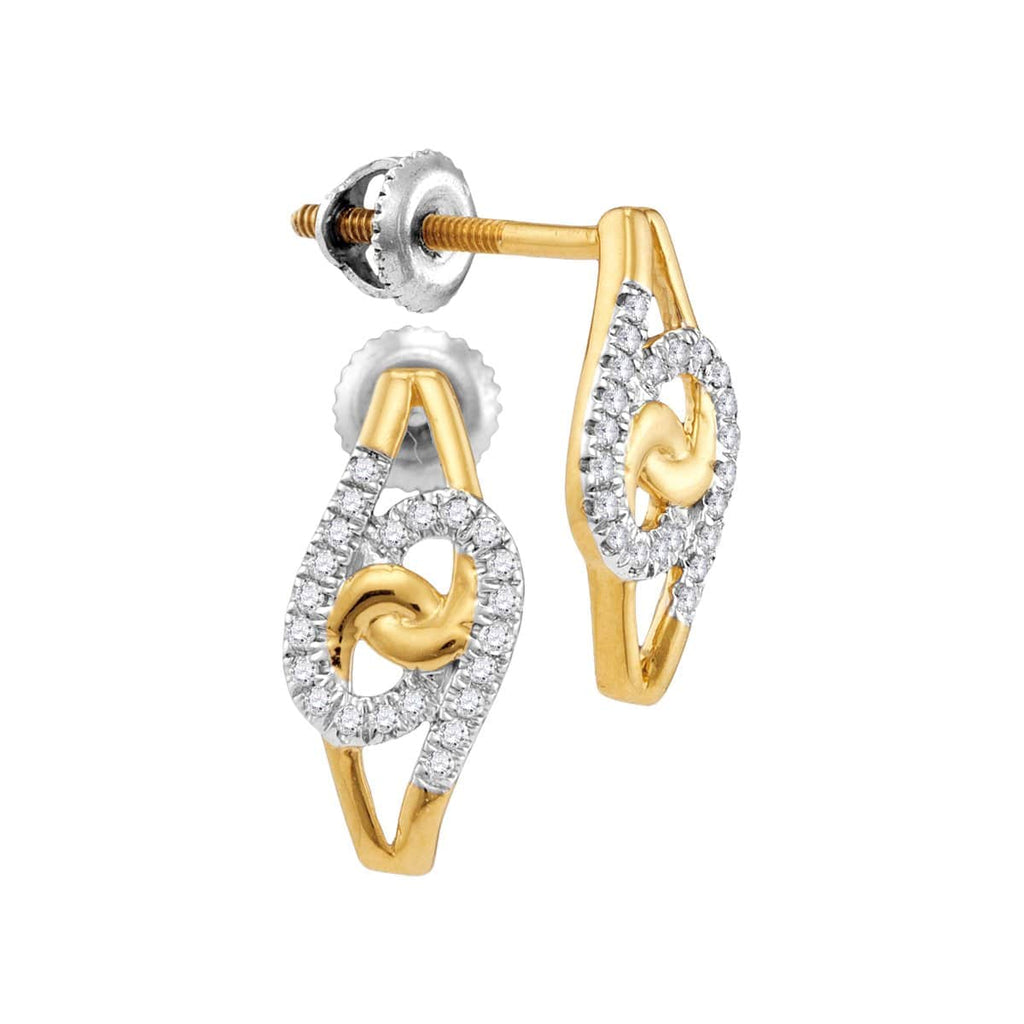 10kt Yellow Gold Womens Round Diamond Swirl Cluster Stud Screwback Earrings 1/8 Cttw