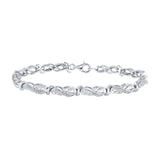 Sterling Silver Womens Round Diamond Infinity Link Bracelet .01 Cttw