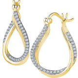 10kt Yellow Gold Womens Round Diamond Oval Hoop Earrings 1/2 Cttw