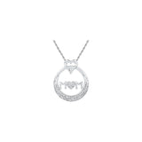 Sterling Silver Womens Round Diamond Mom Mother Circle Heart Pendant 1/20 Cttw