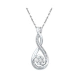 10kt White Gold Womens Round Diamond Twisted Teardrop Cluster Pendant 1/4 Cttw
