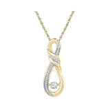 10kt Yellow Gold Womens Round Diamond Moving Twinkle Solitaire Infinity Pendant 1/6 Cttw