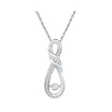 10kt White Gold Womens Round Diamond Moving Twinkle Solitaire Infinity Pendant 1/6 Cttw