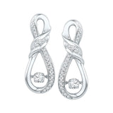 10kt White Gold Womens Round Diamond Moving Twinkle Fashion Earrings 1/3 Cttw