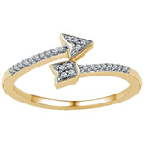 10kt Yellow Gold Womens Round Diamond Bisected Arrow Band Ring 1/12 Cttw