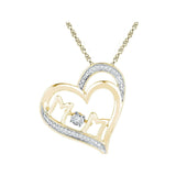 10kt Yellow Gold Womens Round Diamond Moving Twinkle Mom Heart Pendant 1/20 Cttw