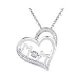 10kt White Gold Womens Round Diamond Moving Twinkle Mom Heart Pendant 1/20 Cttw