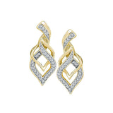 10kt Yellow Gold Womens Round Diamond Drop Earrings 1/5 Cttw