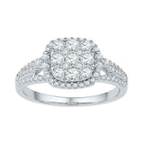 10kt White Gold Womens Round Diamond Square Cluster Ring 3/4 Cttw