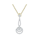 10kt Yellow Gold Womens Round Diamond Dangling Cluster Pendant 3/4 Cttw