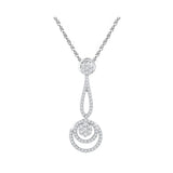 10kt White Gold Womens Round Diamond Dangling Cluster Pendant 3/4 Cttw