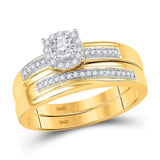 10k Yellow Gold Round Diamond Bridal Wedding Ring Band Set 1/4 Cttw