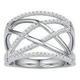 10kt White Gold Womens Round Diamond Crisscross Crossover Band Ring 1/3 Cttw