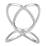 10kt White Gold Womens Round Diamond Open Strand Knuckle Fashion Ring 1/6 Cttw