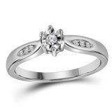 Sterling Silver Round Diamond Solitaire Bridal Wedding Engagement Ring 1/20 Cttw - Size 10