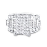 14kt White Gold Princess Diamond Cluster Bridal Wedding Engagement Ring 3 Cttw - Size