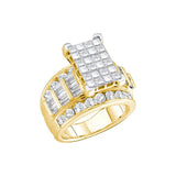 14kt Yellow Gold Womens Princess Diamond Cluster Bridal Wedding Engagement Ring 3.00 Cttw - Size 5
