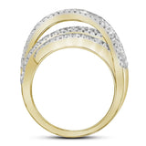 10kt Yellow Gold Womens Round Diamond Crossover Fashion Ring 2 Cttw