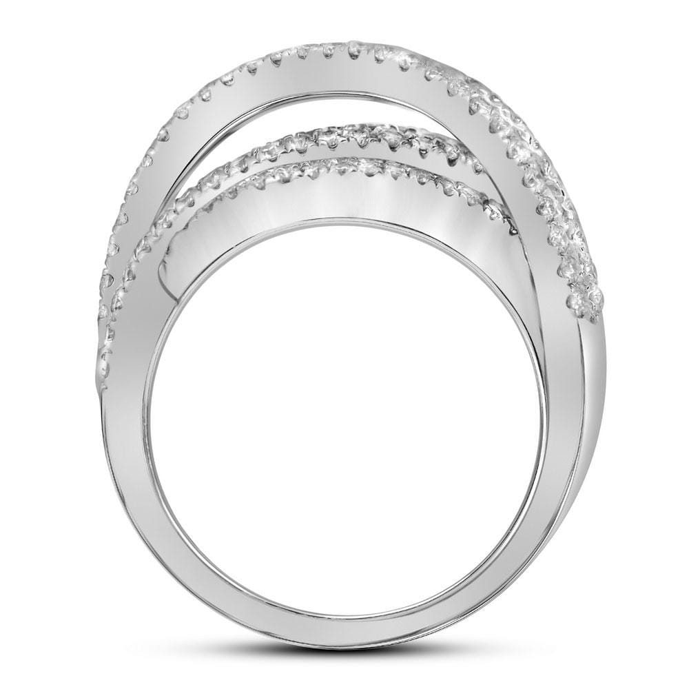 10kt White Gold Womens Round Diamond Crossover Fashion Ring 2 Cttw