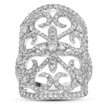 14kt White Gold Womens Round Diamond Vintage-style Knuckle Band Ring 1-5/8 Cttw