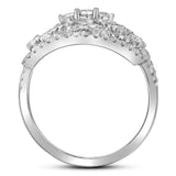 14kt White Gold Womens Round Diamond Vintage-style Knuckle Band Ring 1-5/8 Cttw