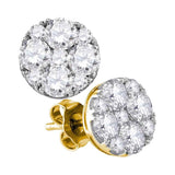 10kt Yellow Gold Womens Round Diamond Cluster Earrings 1-7/8 Cttw
