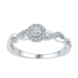 10kt White Gold Round Diamond Solitaire Twist Bridal Wedding Engagement Ring 1/5 Cttw